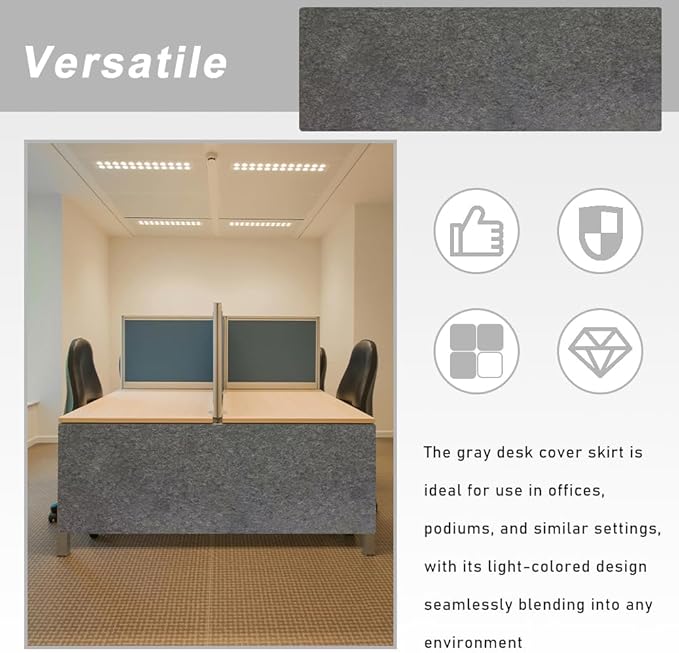 VOVCIG Under Desk Privacy Panel,59 x 19.7 inch Felt Board Modesty Panel is Suitable for Office Desk Cover Skirts, Opaque and Easy to Install