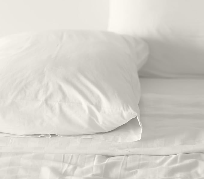 RUVANTI 100% Cotton Twin Sheets Set, 3 Pieces, Soft & Breathable Percale Weave Bedding, Deep Pocket 16", Hotel Standard, Crisp Cool Feel, Durable, Perfect Dyed Bed Sheet, Ivory