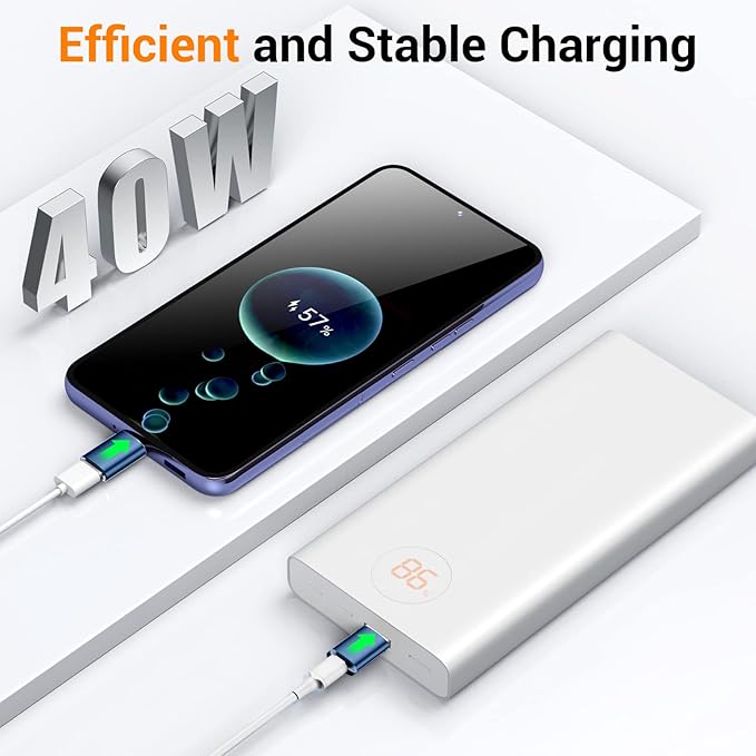 Temdan USB to USB C Adapter,Car Charger OTG Converter Compatible with MacBook Pro Air 2024,Samsung Notebook and More Type C,for iPhone 17 16 15 Air Plus Pro Max,OTG Adapters - Blue/Black