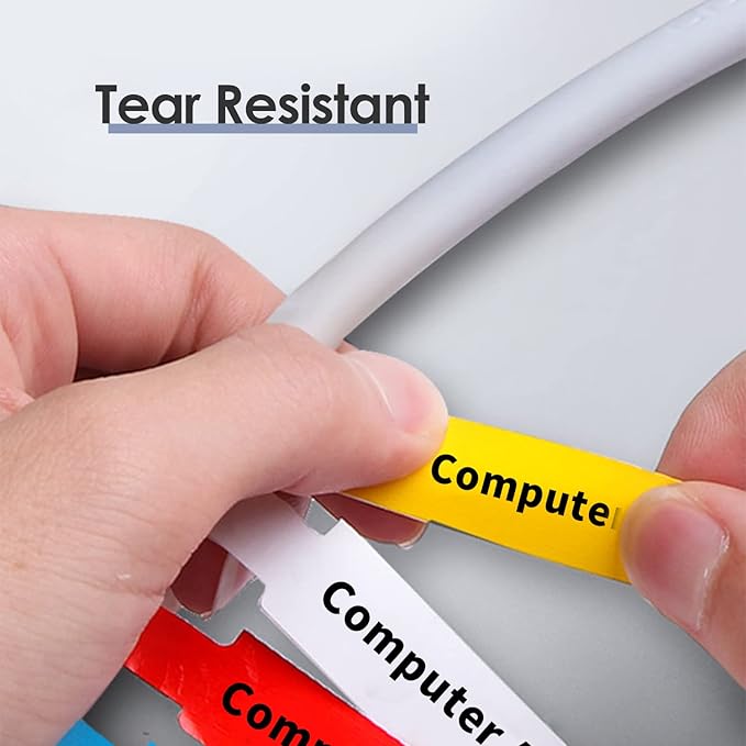 16 Sheet 480 Pcs Cable Labels - Colorful Waterproof Cord Tags for Electronics, Self-Adhesive, Tear Resistant Wire Labels