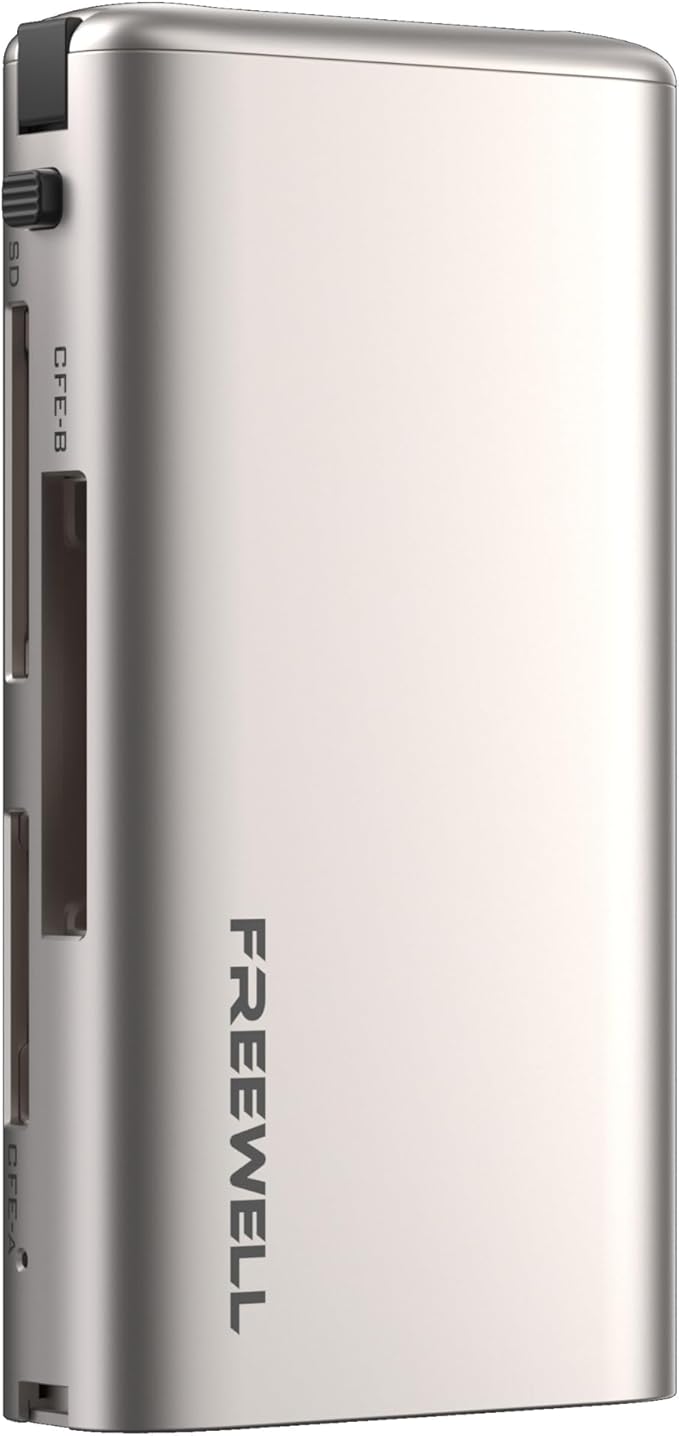 Freewell Pro Card Reader Plus - Supports SD, CF-Express Type A/B, XQD up to 4TB, Passive Heat Dissipation, Up to 10Gbps Speed - Champagne Gold
