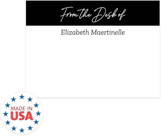 from The Desk of Personalized Sticky Notepads/Modern 3" x 4" Custom Writing Pads / 6 Customized Sticky Notes Pads / 50 Sheets Per Pad/Made in The USA