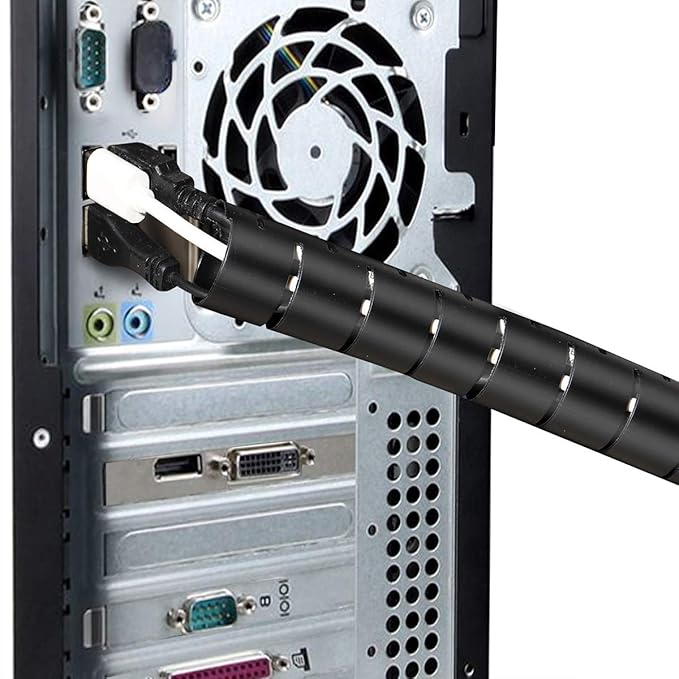 Cable Management Sleeve 19.7ft Cable Organizer Coiled Tube Wire Wrap Cable Sleeve for Home Office PC TV Silver