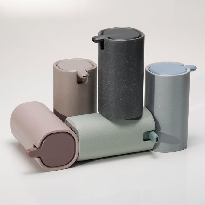 LINE+ARC Modern Easy-to-Press Soap Dispenser (Rose). No-Rust Cute Bathroom Pink Marble Kitchen Sink Ergonomic Liquid Lotion Shampoo Conditioner.