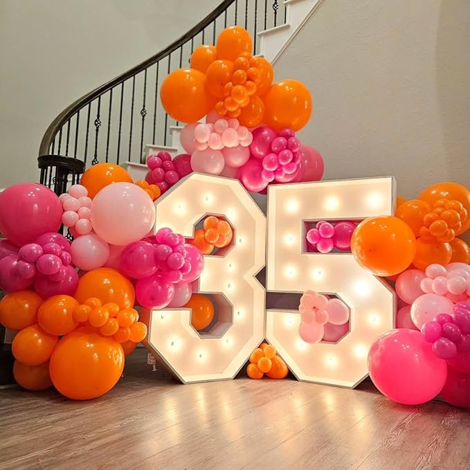 Pink and Orange Balloons Arch Kit, 162pcs Hot Pink Orange Metallic Gold and Confetti Balloons for Bridal Baby Shower Wedding Bachelorette Birthday Fall Party Decorations