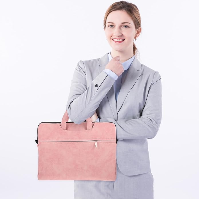Veemoon Laptop Tote Bag for Women 15.6-Inch Pink Waterproof Laptop Shoulder Bag with Adjustable Strap Portable Tablet Computer Handbag for Work and Travel