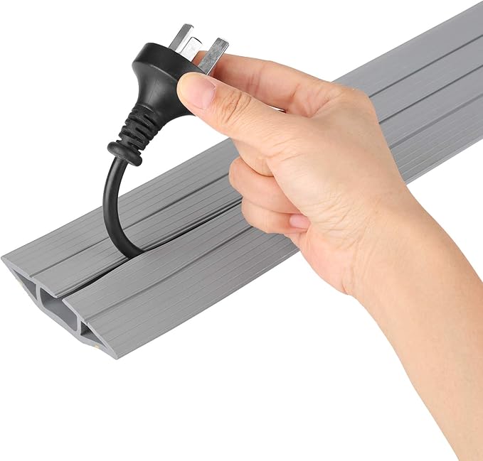 AGPTEK Heavy Duty Floor Cable Cover Cable Protector, 6.5 Ft Floor Cord Protector 3 Channels Floor Cord Cover (Mid Channel 0.93") Contains Cords, Cables and Wires, Good for Office, Home, or Outdoor