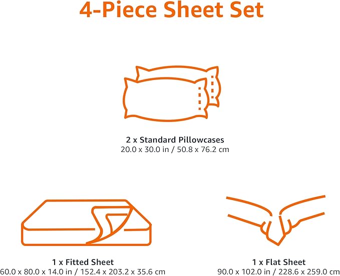Amazon Basics Lightweight Super Soft Easy Care Microfiber 4 Piece Bed Sheet Set With 14-inch Deep Pockets, Queen, Lavender Paisley,Printed
