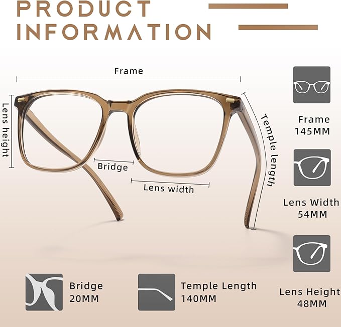 MACJERO 2-Pack Oversized Square Blue Light Blocking Glasses for Women Men, Anti-Fatigue Computer Monitor Gaming Glasses Reduce Eye Strain(Black+Brown)