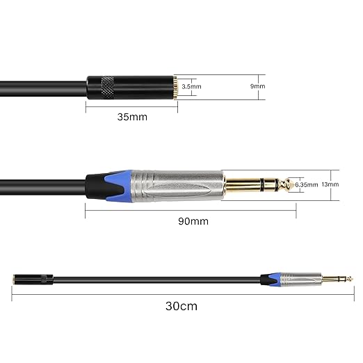 PNGKNYOCN 1/4 to 1/8 Headphone Adapter,6.35mm TRS Male to 3.5mm Female Stereo Jack Audio Adapter Extension Cable for Headphones, Amplifiers, Guitar,Amplifiers(0.3M/1FT)