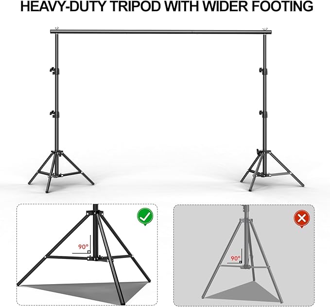 BEIYANG 6.5x6.5 FT Backdrop Stand, Adjustable Photo Background Stand Support kit with Carry Bag for Parties, Decoration, Wedding, Photo Video Studio Shooting