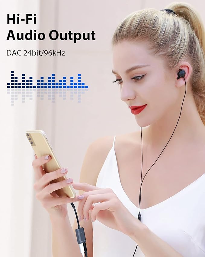 Stouchi 2-in-1 USB C to 3.5mm Headphone Charge Adapter AUX Mic Jack with PD Fast Charging High Resolution DAC for Earphones iPhone 17 16 15, Galaxy S25 /24/S24+/S23/S22/S21, iPad Pro, Pixel 9/8/7