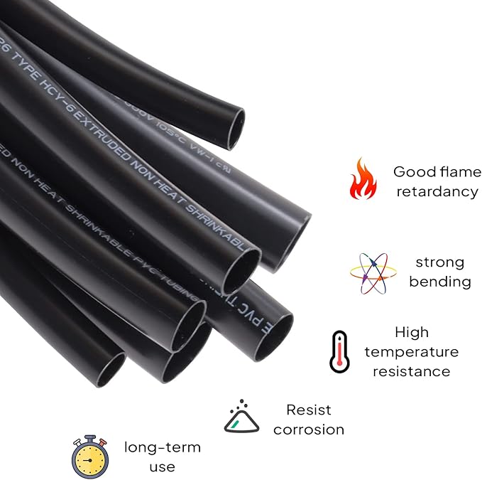SUNNAREPOON Black Wire Harness Tubing, Car Unshrinkable Insulation Cord Sleeve for Wire Shielding Sheathing Organizer/Protection/Covering (1/2''(13MM) - 18FT(216INCH))