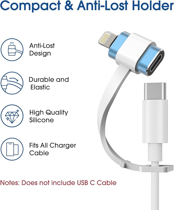 TechMatte Female USB C to Male Lightning Adapter 2 Pack 2.2A Charging Data Transfer, Compatible with iPhone 14, 13, 12, 11 Xs SE iPad iPod AirPods, Not for Audio Headphones/OTG Android Anti-Lost, Blue