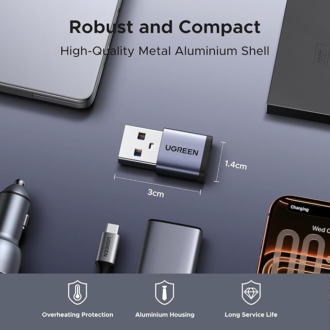 UGREEN USB to USB C Adapter 5 Pack, 10Gbps USBC Female to A Male Adapter, Type C USB C Cable Converter for iPhone 17 16 15 14 13 Plus Pro Max,iPad Air Mini 6 7,Samsung Galaxy S23 S24,iPad Air
