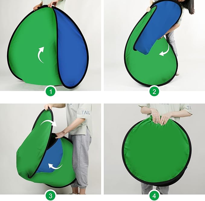 Green Screen Portable,Heorryn 5x6.5ft Green Blue Screen Chair Backdrop Kit Background Double Sided Pop Up Chroma Key for Photography,Live Streaming Gaming Zoom Video Chats Parties and Meeting
