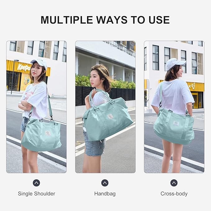 Sport Travel Duffle Bag Large Gym Tote Bag for Women, Weekender Carry on Bag for Airplane, Ladies Beach Overnight Bag Waterproof Luggage Bag with Wet Pocket