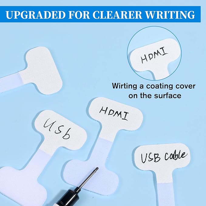 40Pcs Write On Wire Labels, White Hook and Loop Cable Labels Cord Tags for Classify Identification 1.5'' x 0.71'' Wire Tags for Electronics, and Computers Cable Management