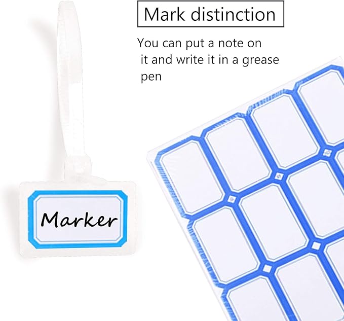 200 Pieces Nylon Cable Marker Ties,Self-locking Cord Tags Write on Ethernet Wire Zip Mark Tags Nylon Power Marking Label