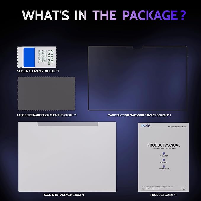 Peslv Privacy Screen for 14.4 Inch Surface Laptop Studio 2/1, MagicSuction™ Removable Anti Spy Black Protector, Glare Blue Light Filter for Microsoft Laptop Computer Monitor
