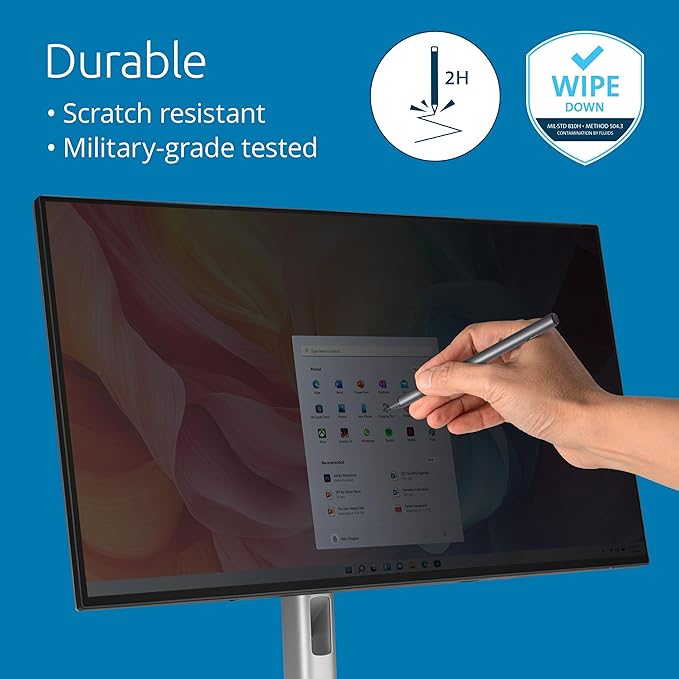 Kensington High Clarity Privacy Screen for 24 inch 16:9 Widescreen Monitor, Easy Installation Computer Privacy Filter for Desktop, 2H Hardness Protection, Compatible with LG Samsung Dell, HC240A169A