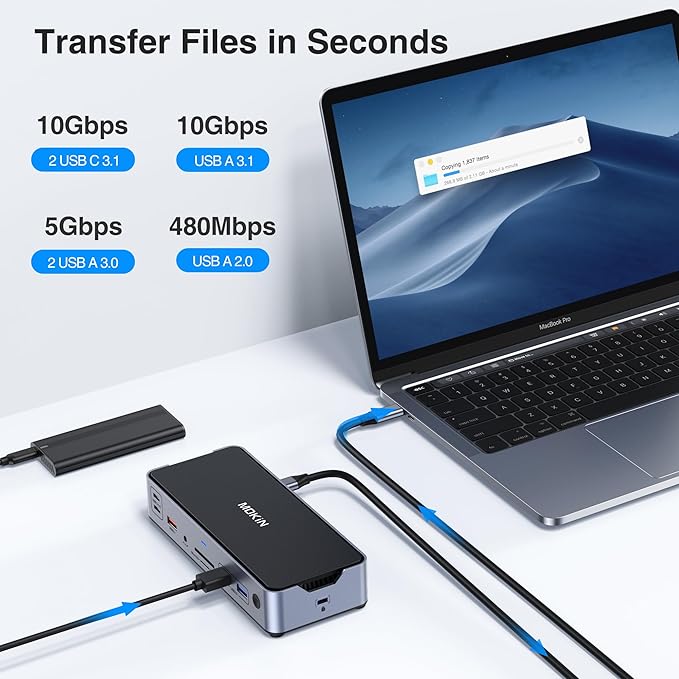 8K USB C Laptop Docking Station,Docking Station 3 Monitors with 1*HDMI, 2*DisplayPort,15 in 1 USB C Dock for Dual/Triple Monitors,6 *USB Ports,100W PD,Ethernet,SD&TF,Audio,for Dell/HP/MacBook/Lenovo