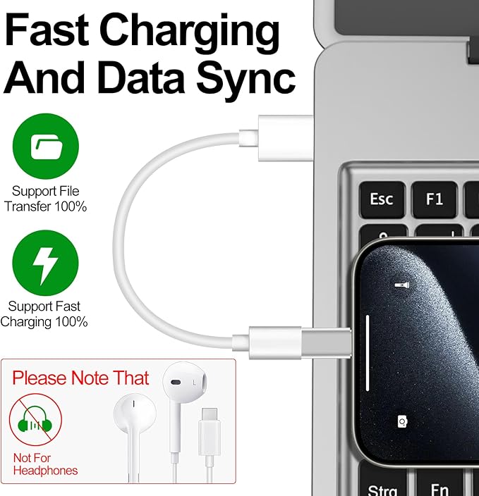 𝟒𝐏𝐚𝐜𝐤 𝐔𝐩𝐠𝐫𝐚𝐝𝐞𝐝 Lightning to USB C Adapter for iPhone 16/15 Pro Max/Plus,Samsung S25,iPad,Not for Audio,Charging & Data Sync ONLY,Type C Charger Connector,for iPhone 16/15 Charger