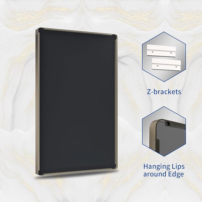 WEER 28x36 Inch Bronze Bathroom Mirror for Vanity, Brushed Bronze Metal Frame Mirror for Wall, Rounded Rectangle Bronze Frame Mirror with Tempered Glass, Anti-Rust (Horizontal/Vertical)