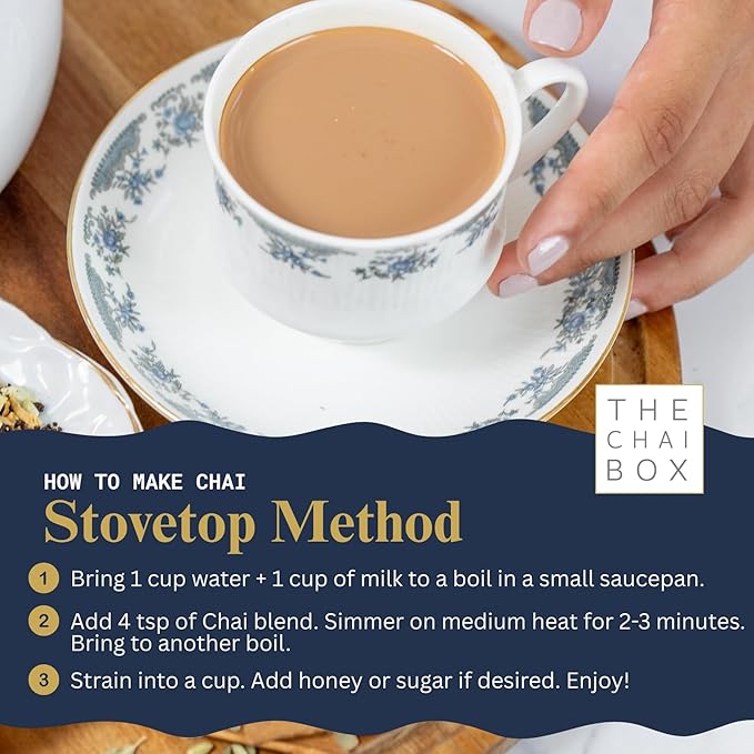 The Chai Box Top Selling Loose Leaf Tea Gift Set - Featured in Oprah's Favorite Things | 3-Flavor Caffeinated Chai Tea Gift Box with Stainless Steel Steeper (3 Pack) | Small Batch Loose Leaf Tea with Whole, Premium Spices