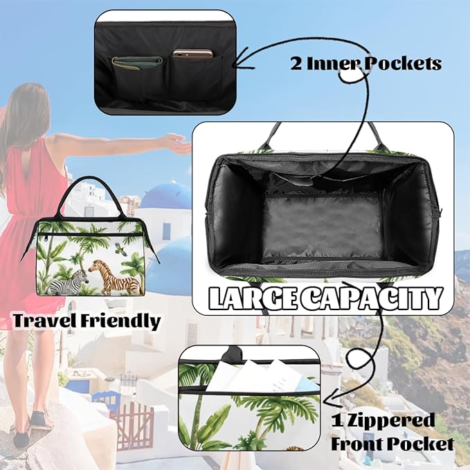 Wild Animals Zebra Overnight Weekender Bag for Women Men Travel Duffel Bags Waterproof Luggage Carry on Sports Yoga Gym Bag