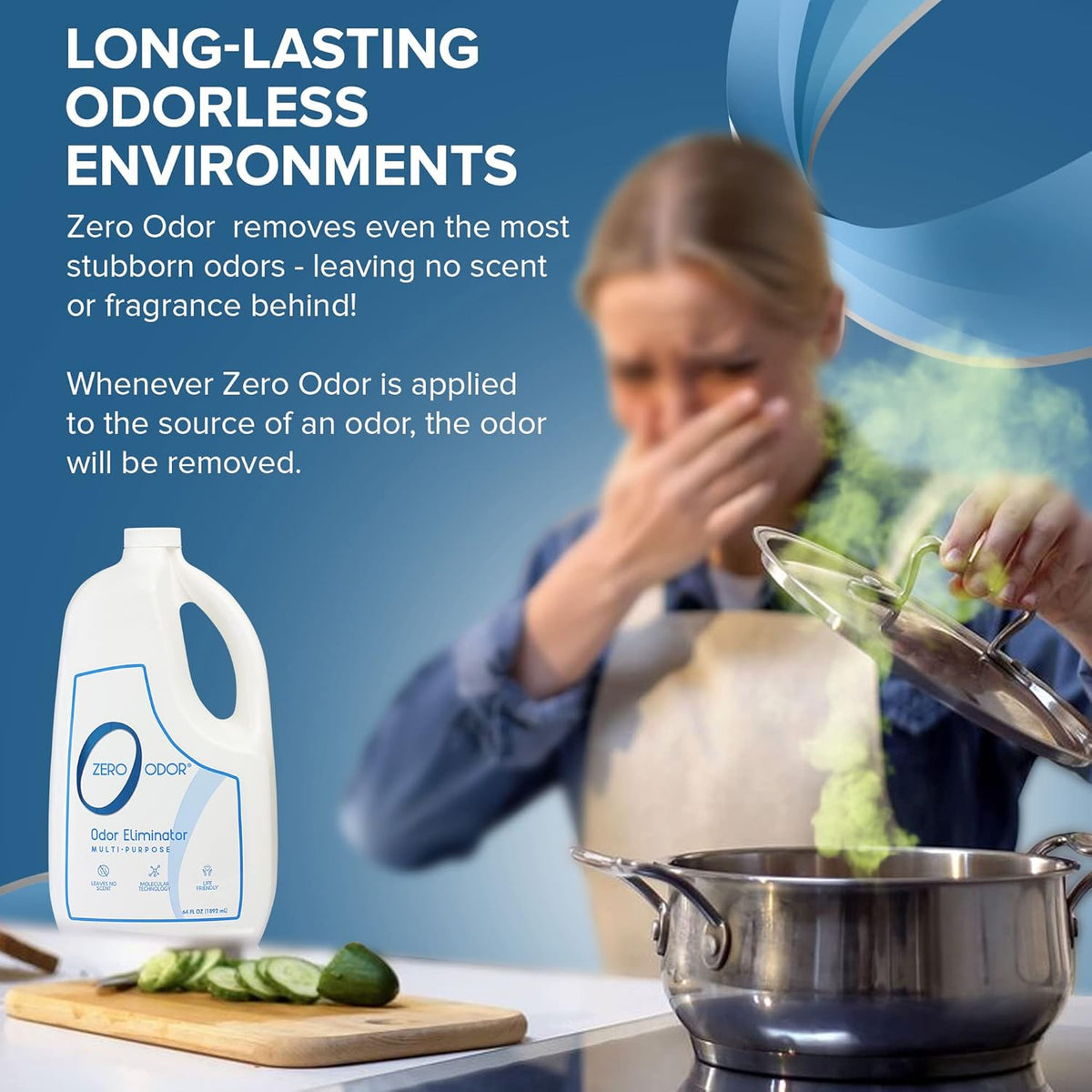 Zero Odor - Multi-Purpose Strong Odor Eliminator for Home, Office, Car, Bathroom, Hotel, Room Deodorizer, and Odor Neutralizer 64oz Refill, 2-Pack
