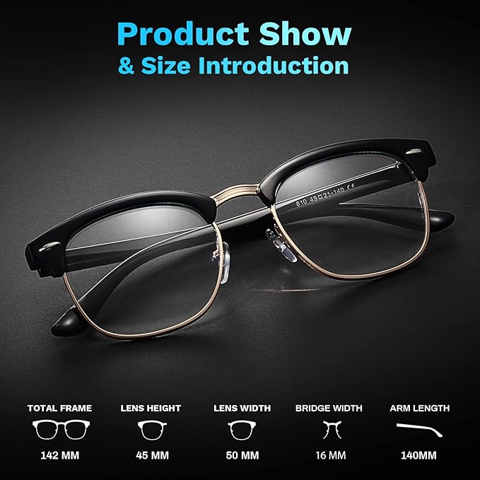 racico Computer Blue Light Blocking Glasses Blue Light Glasses Men Women, Anti Blu-Ray Gaming Glasses Lenses