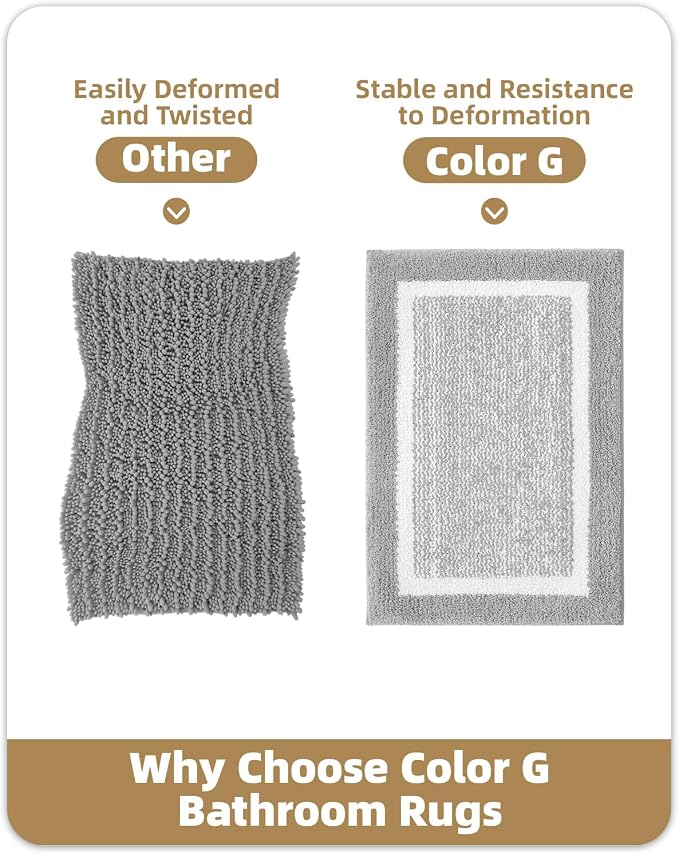 Color&Geometry Simple and Stylish Large Bath Mats for Bathroom Non Slip, 20"x32" Light Grey Bathroom Rugs, Absorbent, Soft, Washable, Microfiber Shower Mat