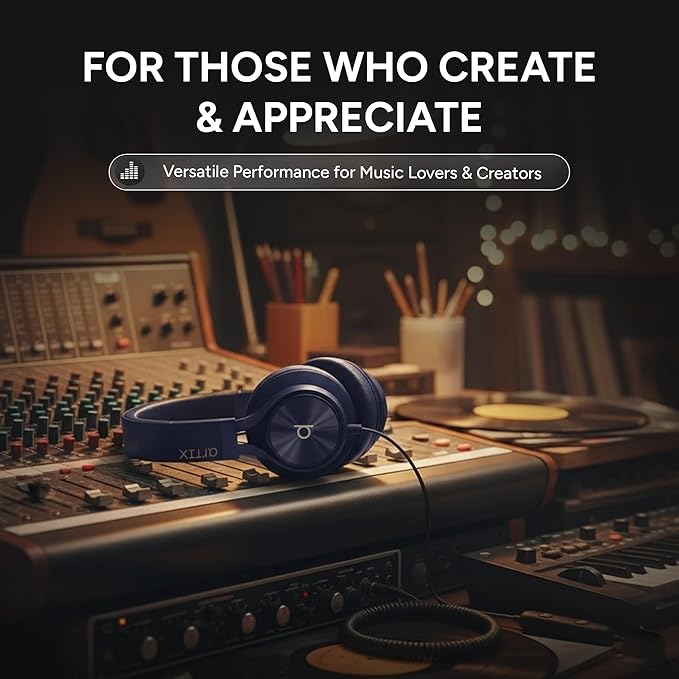 ARTIX CL750 Over Ear Headphones Wired with Mic & Volume Control, Audio with 100% Noise Cancelling Computer Wired, Plug in for Laptop, Dj Corded Studio Headphones
