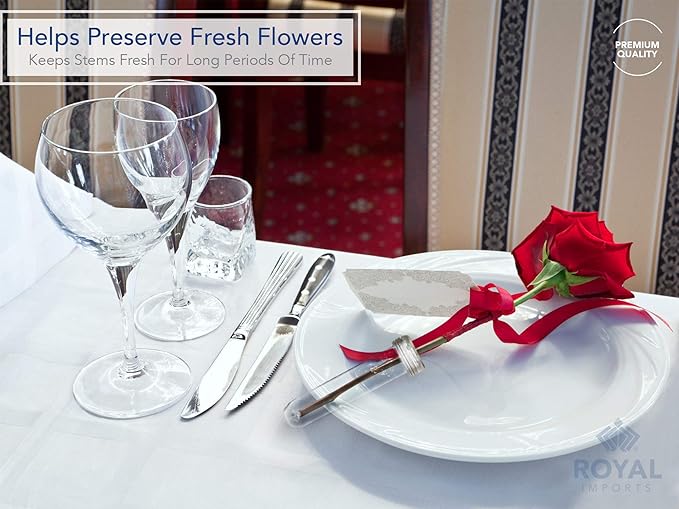 Royal Imports Floral Water Tubes with Caps – 3" Green Plastic Flower Vials for Single Stem Roses, Buds, Bouquets – Standard Style, 1/2" Opening – 100 Pack
