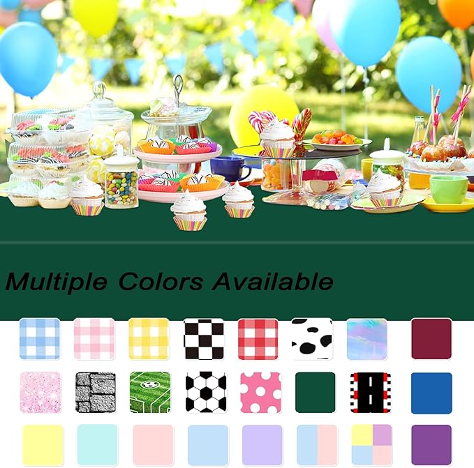WNINK 6 Pack Dark Green Plastic Tablecloths 54" x 108" Rectangular Table Covers for Weddings, Bridal Showers, Birthdays, Parties