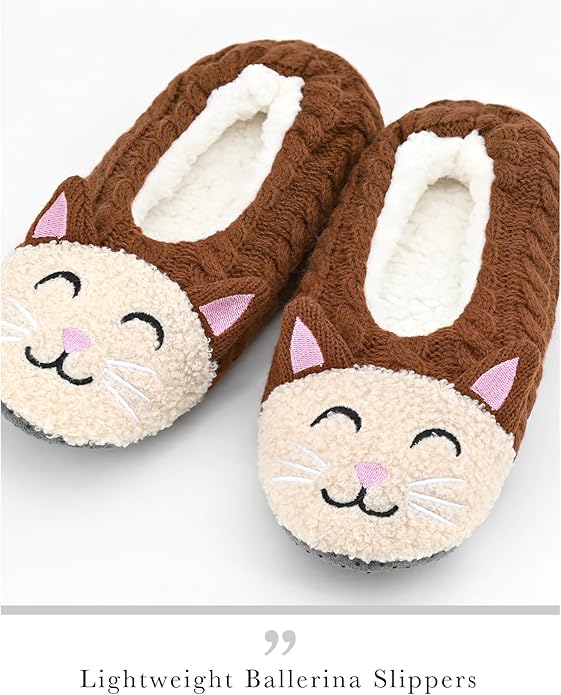 DICUIRD Womens Cute Animal Soft Sole Slipper Socks with Grippers-Fuzzy House Slippers
