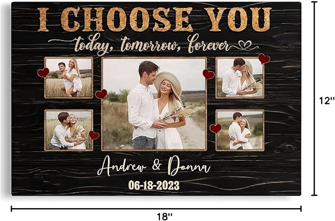 Dem Canvas Personalized Canvas Prints, Custom Photo And Name, I Choose You Forever, Wedding Gifts For Couple Anniversary Wedding Gift For Couples Canvas (18x12)
