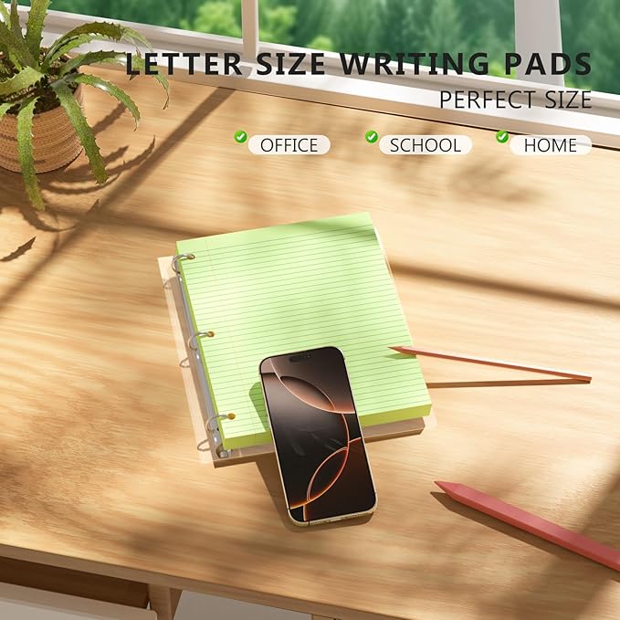 Green Loose Leaf Paper 200 Sheets Colored Filler Paper 2 Pack 8 * 10.5 College Ruled Paper 3-Hole Punched Paper for 3-Ring Binders Notebook Lined 8" x 10.5"