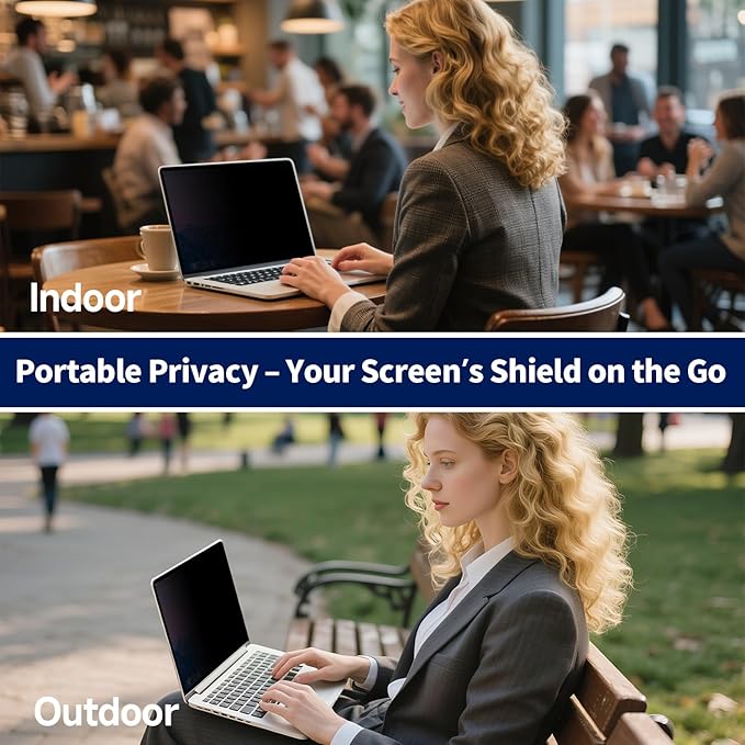 Magnetic Laptop Privacy Screen 14 Inch 16:9, Removable Matte Anti Glare Blue Light Filter - Computer Privacy Shield for 14in Laptop Protector