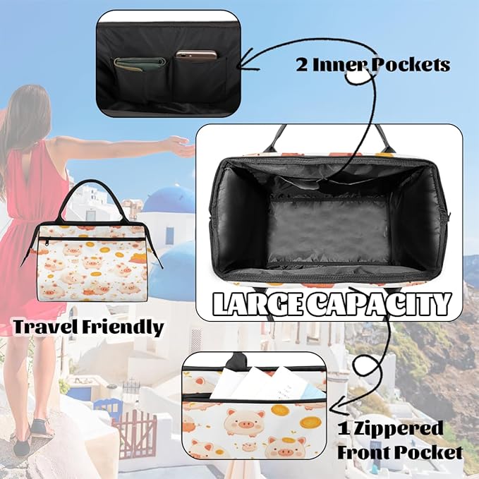 Pig Overnight Weekender Bag for Women Men Travel Duffel Bags Waterproof Luggage Carry on Sports Yoga Gym Bag