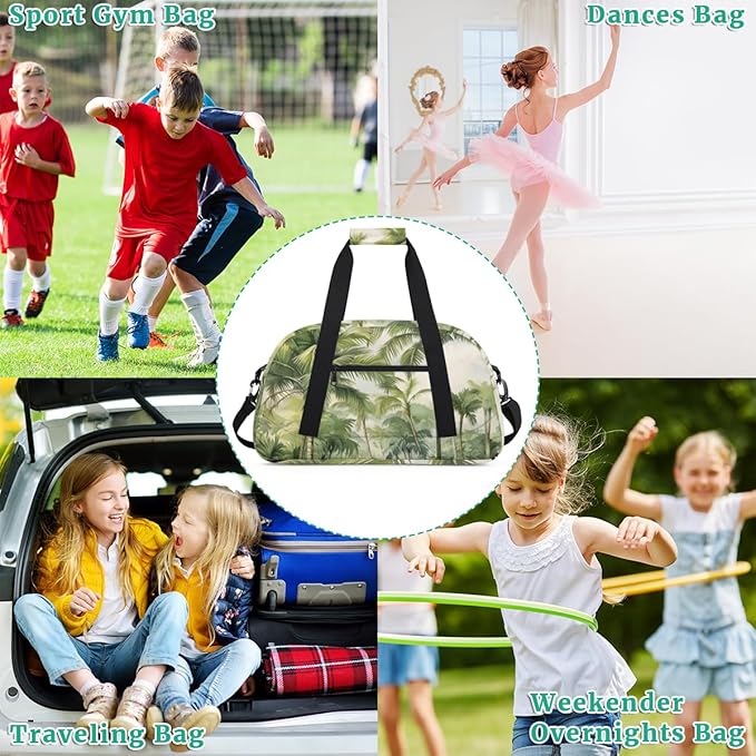 Green Forest Language Kids-Duffel-Bags Gymnastics Dance Bag Carry-On Overnight Travel Gym Lightweight Dance Sports Bags For Girls Boys Kids,
