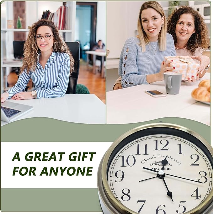 Oxmidud 5'' Retro Vintage Metal Desk Alarm Clock - Non-Ticking Silent Analog Table Clocks - Battery Operated Quartz Clock for Bedside Desk Table Bedrooms Living Room Home Office Decor