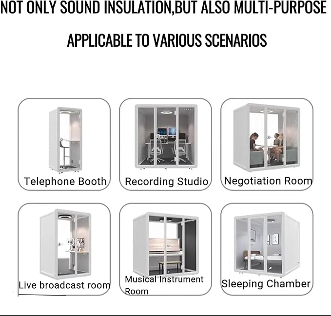 Mobile Office Pod Booth, Quiet Meeting Pod with Acoustic Panels, Sound Proof Room with Desk, Portable Removable Working Booth for Private Phone Calling Study,128cm