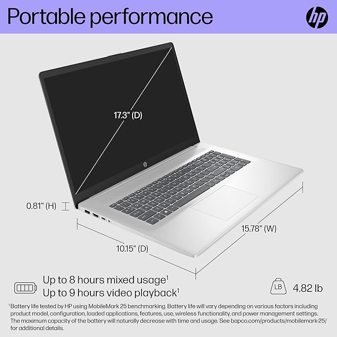 HP 17.3" Touchscreen Laptop Computer, 64GB RAM 2.5TB Storage (2TB SSD+512GB Docking Station Set), 6-Cores AMD Ryzen 5, Windows 11, PLUSERA Earphones
