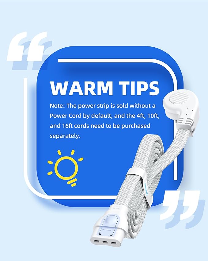 Innovative Power Strip, Cord Removable Design, Huntkey 3 Outlets Non Surge for Cruise, Travel Power Strip with 4 USB Ports (2 USB-C, 2 USB-A), ETL Listed, Customize Cord Length
