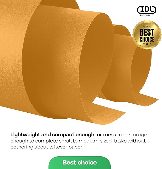 12" x 1200" (100 ft) Orange Kraft Paper Roll - USA-Made Quality Orange Craft Paper for Gift Wrapping, Kids' Arts & Crafts, School Projects - Natural Material 50lb Thickness by IDL Packaging
