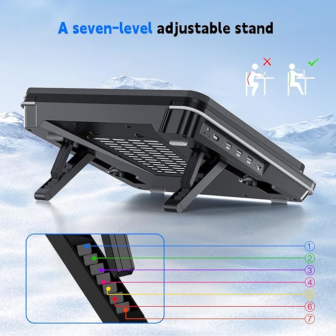 IETS GT600 Laptop Cooling Pad Equipped with Gigantic Turbo-Fan(5.5inch Diameter),Sealed Foam for Rapid Cooling Gaming Laptop,14.1-19.3 inch Laptop Cooler with 3-Port USB Hub,Dust Filter,Touch Start
