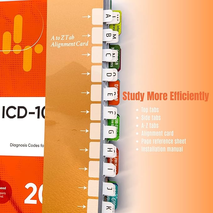 Index Tabs for ICD-10-CM 2026 Expert Codebook (AAPC Version) – Compelet Laminated Navigation Set, with Clear Guide & Color-Coded with Alignment Guide