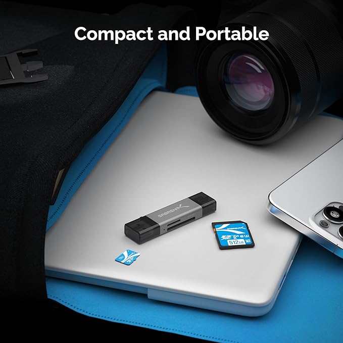 SABRENT SD Card Reader USB C & USB A, Micro SD Card Reader, USB 3.0 Dual Slot Memory Card Adapter for Laptop PC Android (CR-BCA2)
